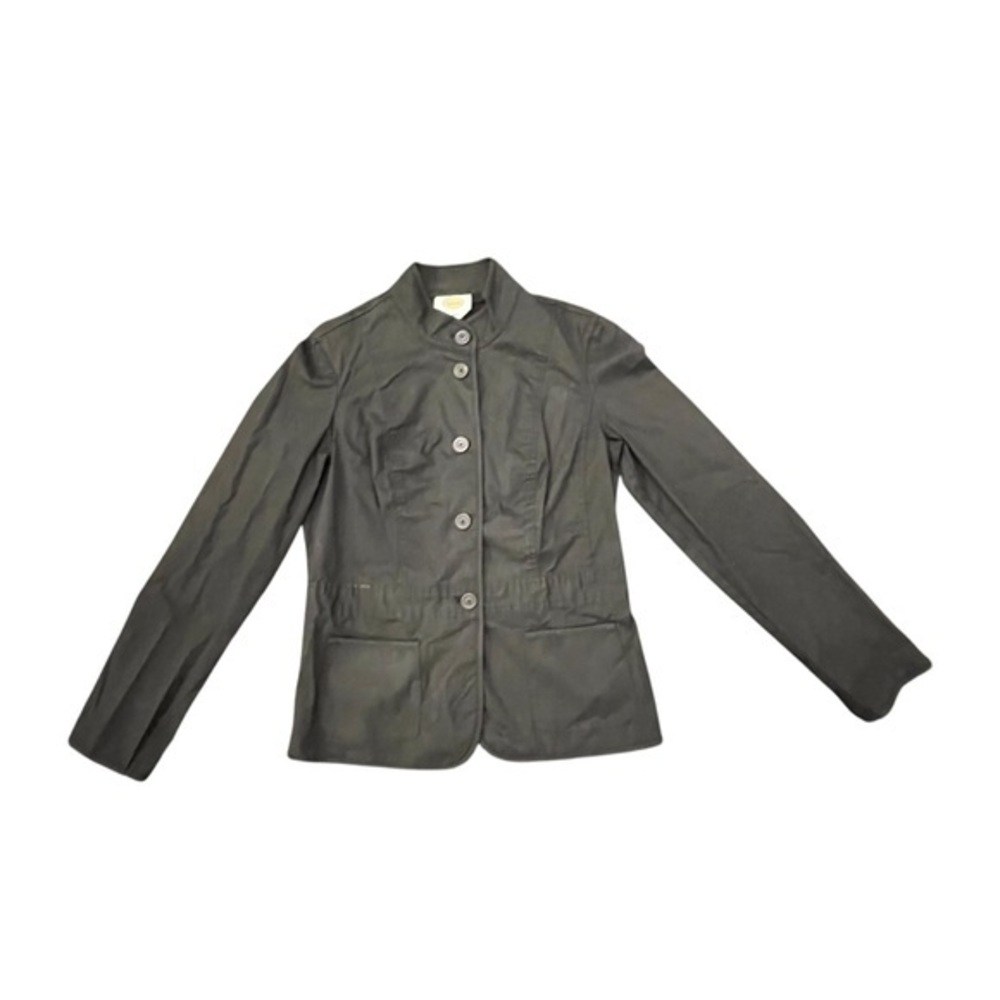 Talbots Military Jacket Women’s Size 6 Stretch Black Twill Long Sleeve Button Up